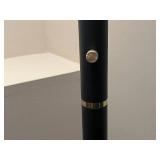 Mid-Century Modern Floor Lamp - Black Stem with Turquoise Glass Ring Accents & Bowl Shade