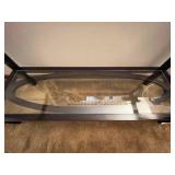 Glass-Top Console Table with Lower Glass Shelf - 50in W x 34in D x 18in H