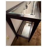 Glass-Top Console Table with Lower Glass Shelf - 50in W x 34in D x 18in H