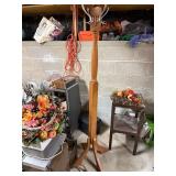 Vintage Floral Upholstered Lounge Chair & Glass Dome Lamp, Coat Rack, Decor