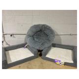 LOT OF 3 Boots & Barkley Plush Cuddler Round & Rectangle Dog Beds - M