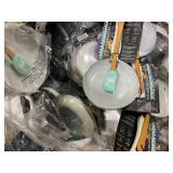 BOX OF Brooklyn Steel 2 Pc Sets Mini Frying Pans White & Bamboo Silicone Spatula Blue