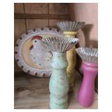 Chicken Wall Hanger without Wire to Hang. 3 Candlestick Holder with Metal Top Chicken Wall Hanger without Wire to Hang. 3 Candlestick Holder with Metal Top