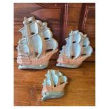1964 Miller Studio Sailing Ships Chalkware Wall Plaques Set of 3 1964 Miller Studio Sailing Ships Chalkware Wall Plaques Set of 3
