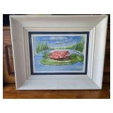 Frog Print with Nice White Wood Frame Frog Print with Nice White Wood Frame