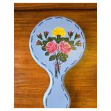 Blue Painted Mirror and Wooden Brushes Blue Painted Mirror and Wooden Brushes