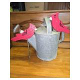Vintage Watering Can, 2 Cardinal Picks for a Garden Vintage Watering Can, 2 Cardinal Picks for a Garden