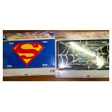 Spiderman Collectors Box and a Spiderman and Superman License Plate Holders Spiderman Collectors Box and a Spiderman and Superman License Plate Holders