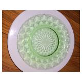 Uranium Glass Plates (5) 2 different designs Uranium Glass Plates (5) 2 different designs