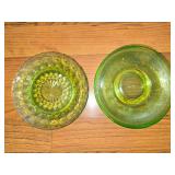 Uranium Glass Plates (5) 2 different designs Uranium Glass Plates (5) 2 different designs