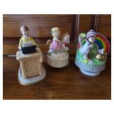Three Music Boxes, Vintage, Lady Secretary, Little Girl Riding Horse, Girl Chasing Butterfly Three Music Boxes, Vintage, Lady Secretary, Little Girl Riding Horse, Girl Chasing Butterfly