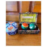 Vintage Chinese Baoding balls, AKA Health Balls or Exercise Balls and Trinket Box Vintage Chinese Baoding balls, AKA Health Balls or Exercise Balls and Trinket Box