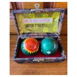 Vintage Chinese Baoding balls, AKA Health Balls or Exercise Balls and Trinket Box Vintage Chinese Baoding balls, AKA Health Balls or Exercise Balls and Trinket Box
