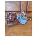 Indian on Waterfall and Indian on Horse Pen Holder Indian on Waterfall and Indian on Horse Pen Holder