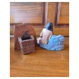 Indian on Waterfall and Indian on Horse Pen Holder Indian on Waterfall and Indian on Horse Pen Holder