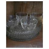 4 Snack Trays, Federal Glass Co With Cups 4 Snack Trays, Federal Glass Co With Cups