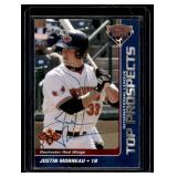 Justin Morneau RARE Autographed Rochester Red Wings Top Prospects 2004 International League #18 Minnesota Twins Baseball Card