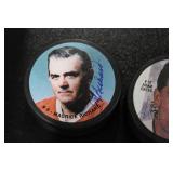 Adam Oates & Maurice Richard Autograph Photo Puck Lot | 2 Autograph Pucks