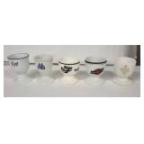 Egg Cups - Vintage Ceramic Assorted Logos (Lot of 5)