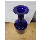 Cobalt Blue Glass Decanter Vase - Tall Neck, 21 in