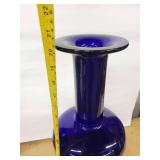 Cobalt Blue Glass Decanter Vase - Tall Neck, 21 in