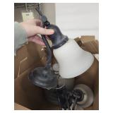 Assorted Lighting Fixtures With Glass Shades & A19 Bulbs Bundle