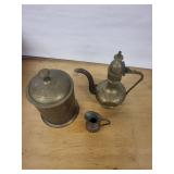 Brass Oil Lamp Set - World Gifts India - 3-Piece Engraved Floral Decor