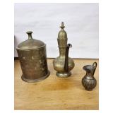 Brass Oil Lamp Set - World Gifts India - 3-Piece Engraved Floral Decor