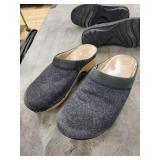 Dansko Grey Felt Slip-On Mules & Black Leather Lace-Up Boots - size 6