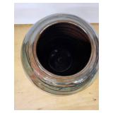 Glazed Ceramic Vase - Earth-Tone Swirl Pattern, 9 in Tall