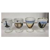 Porcelain Egg Cups - Vintage Set of 4 With Paris Eiffel Tower & European Landmarks