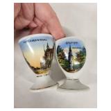 Porcelain Egg Cups - Vintage Set of 4 With Paris Eiffel Tower & European Landmarks