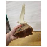 White Seagull Resin Sculpture on Rock Base - Flying Bird Home Decor