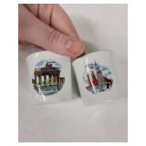 Reutter Porzellan Egg Cups - Vintage Travel Souvenir Set of 7 (City Landmarks) Made in West Germany
