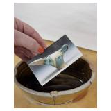 Mid-Century Modern Ceramic Planter Vase with Abstract Glaze and Rim Medallions