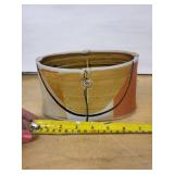 Mid-Century Modern Ceramic Planter Vase with Abstract Glaze and Rim Medallions