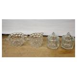 Avon Glass Diamond Cut 4-Piece Set - Lidded Jars & Creamer Mugs