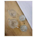 Avon Glass Diamond Cut 4-Piece Set - Lidded Jars & Creamer Mugs