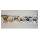 Vintage Egg Cups - Set of 6 with Assorted Transfer Designs