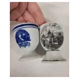 Vintage Egg Cups - Set of 6 with Assorted Transfer Designs