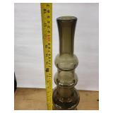 Bischoff Hand Crafted Glass Sculpture - Amber Tall Glass Artwork with Stacked Rings