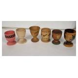 Vintage German Wooden Hand-Painted Egg Cups (Lot of 6)