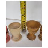 Vintage German Wooden Hand-Painted Egg Cups (Lot of 6)