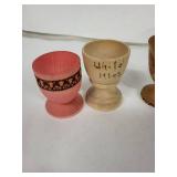 Vintage German Wooden Hand-Painted Egg Cups (Lot of 6)