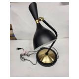 Mid-Century Modern Black Desk Lamp - Brass Accents, Adjustable Arm