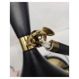 Mid-Century Modern Black Desk Lamp - Brass Accents, Adjustable Arm