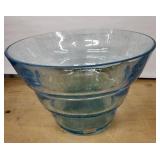 Kosta Boda Blue Glass Bowl - Handmade, 9-10 in Diameter