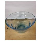Kosta Boda Blue Glass Bowl - Handmade, 9-10 in Diameter