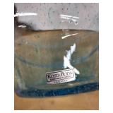 Kosta Boda Blue Glass Bowl - Handmade, 9-10 in Diameter