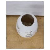 White Ceramic Vase with Abstract Gray Tribal Figures
